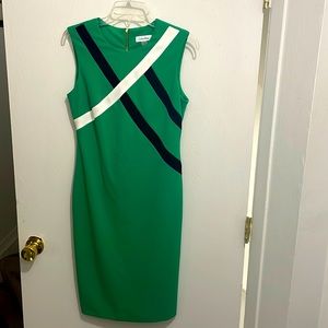New: Green, White and Black dress with zipper size 6 by Calvin Klein